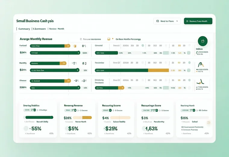 Cash flow scoring feature showing monthly revenue analysis for an SMB loan applicant