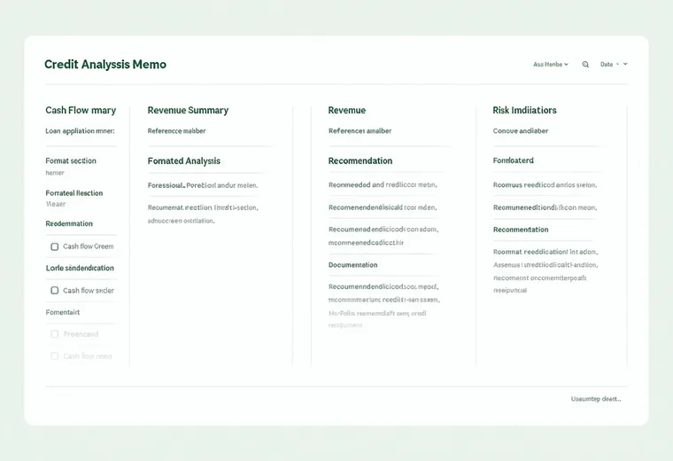 Creditfern examiner-ready documentation output showing structured credit decision narrative